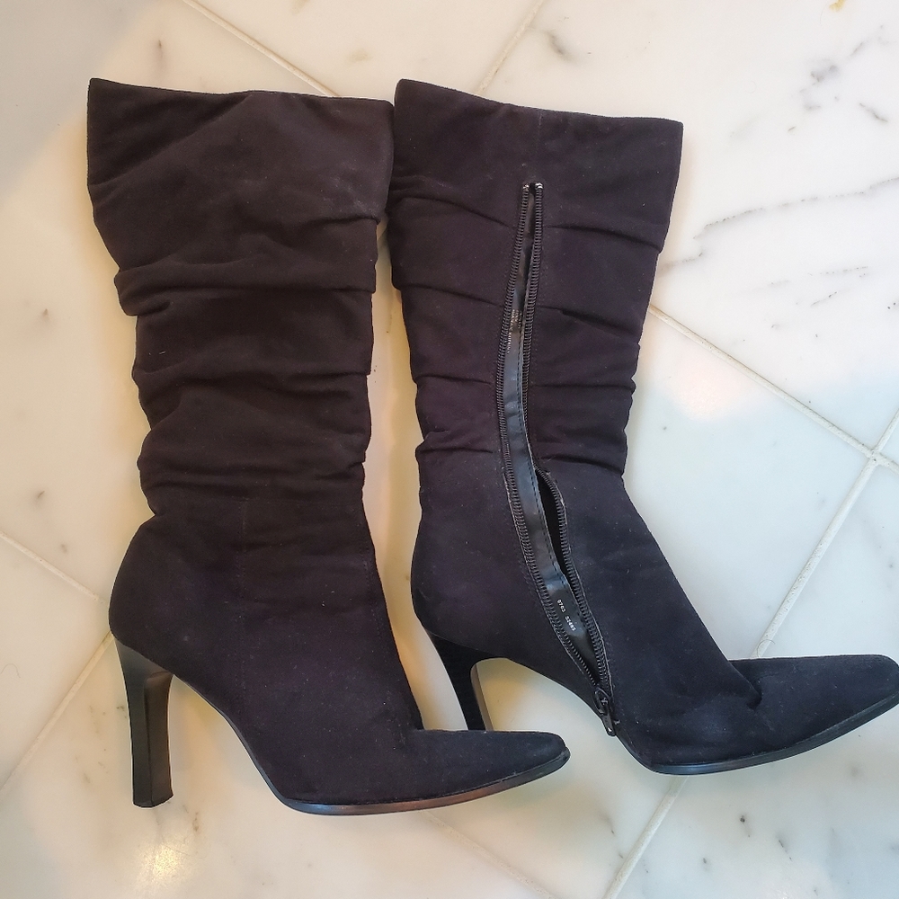 Black mid calf boots